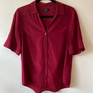 J. Crew silk button up merlot blouse size S
